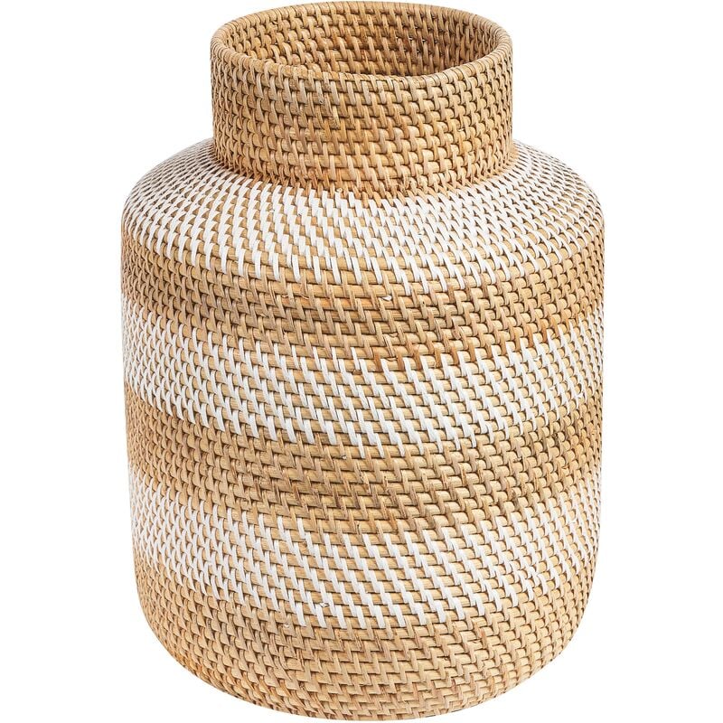 Decorative Rattan Vase Braided Beige and White Natural Style Renun