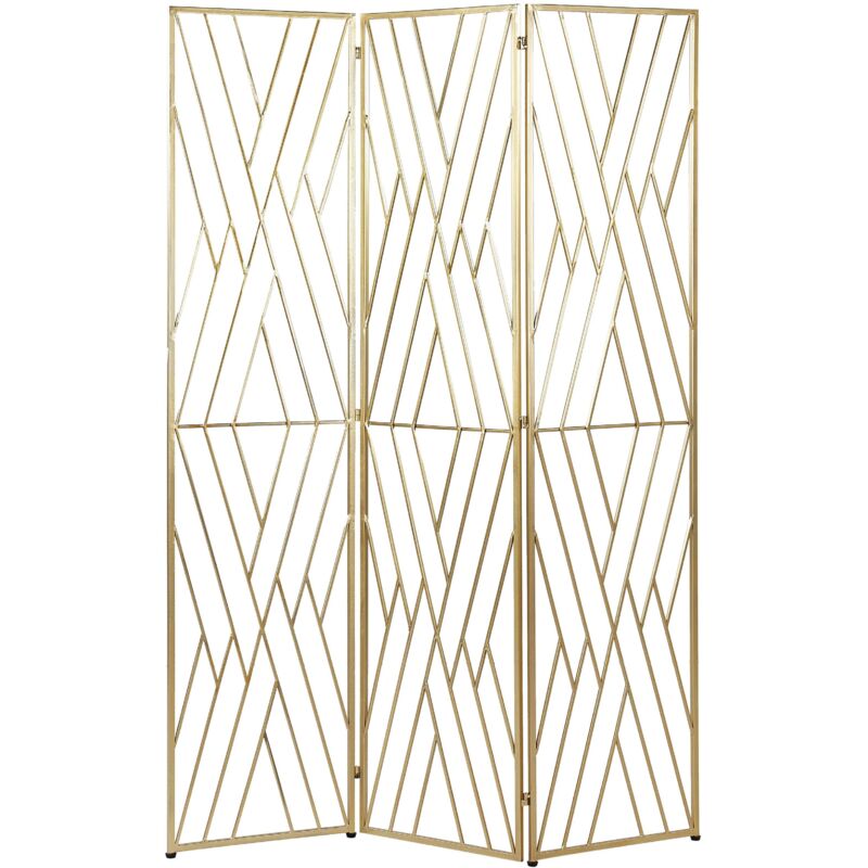Beliani - Decorative Room Divider 3 Panels Folding Iron Metal Frame Gold Asolo
