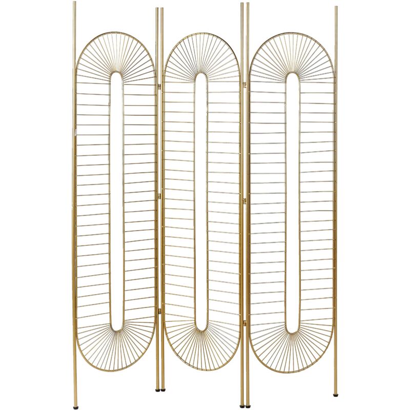 Beliani - Decorative Room Divider 3 Panels Folding Iron Metal Frame Gold Noale