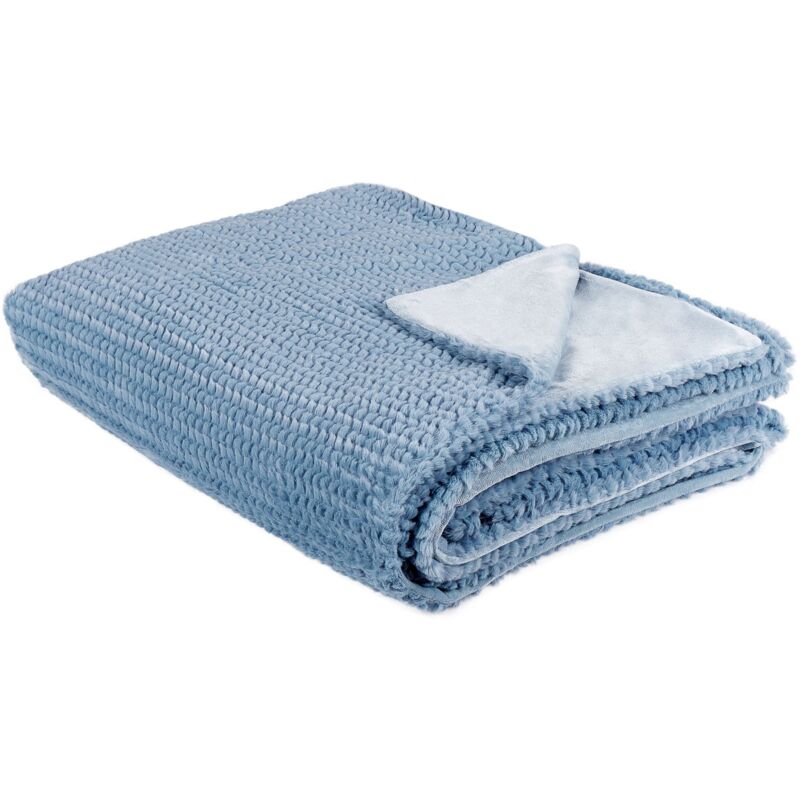 Beliani - Decorative Soft Fur Blanket Bed Throw Cover 150 X 200 Cm White Bjas