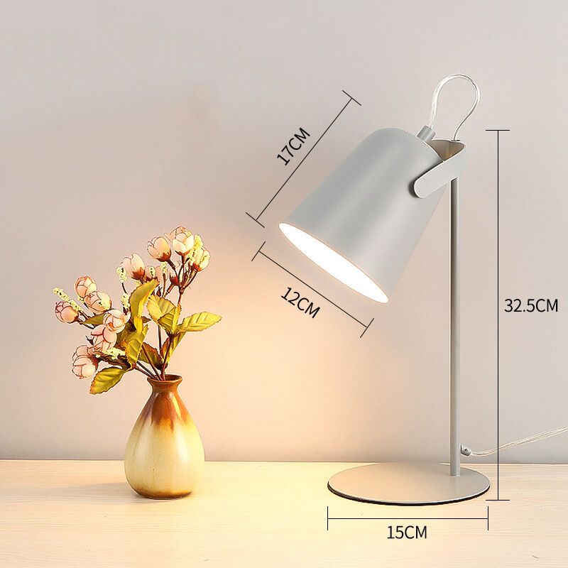 Briday - Decorative Table Lamp, Reading Lights, Design for Office and Bedside Table, Living Room, Iron Art, LED Bulb, Gray