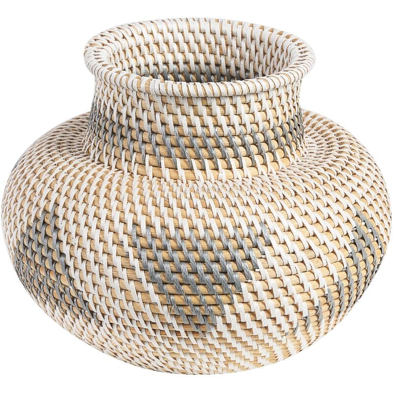 Decorative Vase Artificial Flowers Rattan Natural Style White and Grey Asahan