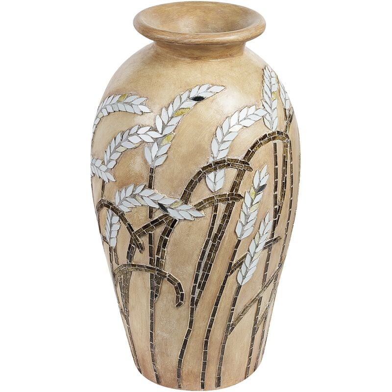 Decorative Vase Handmade Terracotta Floral Pattern 54 cm Accessory Beige Sinamar