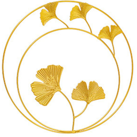 Decorative Wall Hanging Decor Round Golden Light Luxury Leaf Wall Ornament for Home Ginkgo Biloba Double Round
