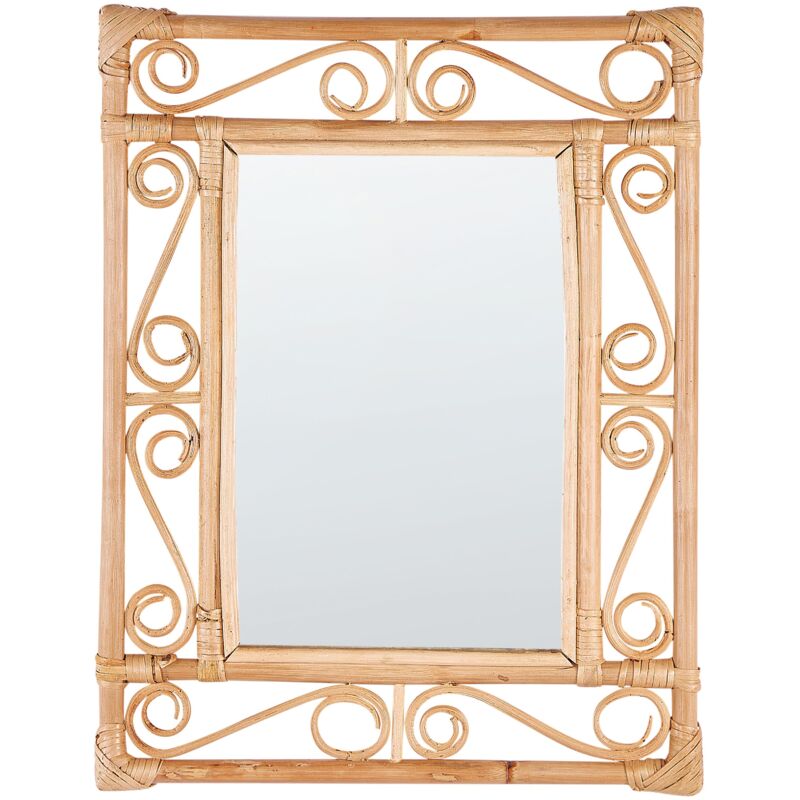 Beliani Wall Mirror Amanu 41 Cm 52 Cm Rattan Natural