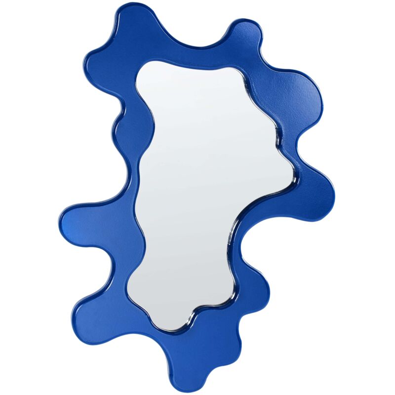 Beliani - Decorative Wall Mirror Mdf Irregular Shape Decorations Home Accessories 80x59 Cm Blue Roscoff