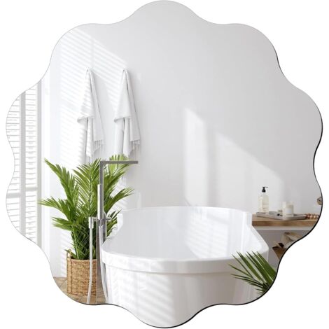 Decorative wall sticker with mirror effect, 30 cm, irregular wavy pattern, modern industrial style, suitable for bathrooms, living rooms and bedrooms.
