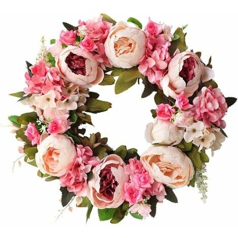 Decorative Wreath Wall Wreath Handmade Wreath for Exterior Door Peony Wreath Vine Wreath Artificial Floral Wreath Decorative Landscaping Wreath