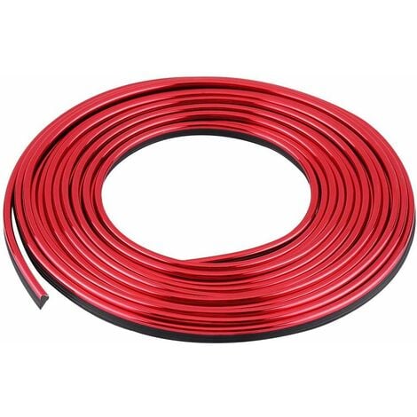 CREA Décoratives de Garniture Bande de Moulage Bandes d’Habillage Flexible 5m DIY Autocollant Voiture (Red)