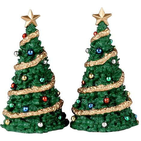 Decorazione "Albero di Natale classico" per Villaggio di Natale e presepe, in Resina da h 3,5 cm
