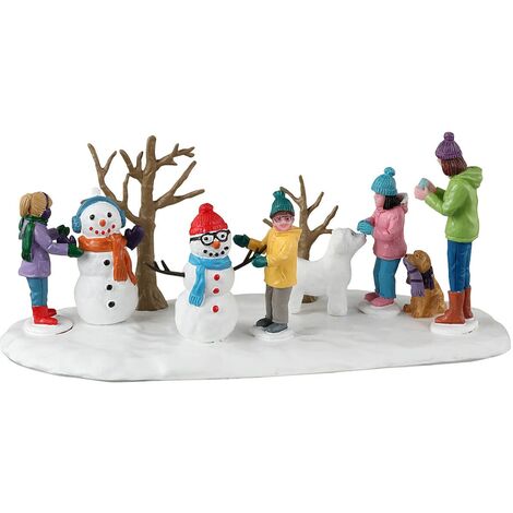 Decorazione "Amici di neve" per Villaggio di Natale e presepe, in Resina da h 8 cm