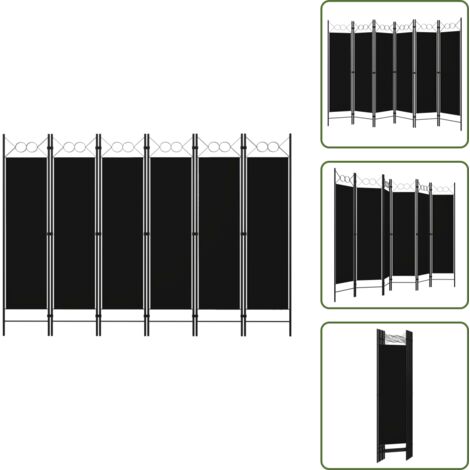 Decorazione camera da letto - vidaXL Paravento a 6 Pannelli Nero 240x180 cm - Paravento nero