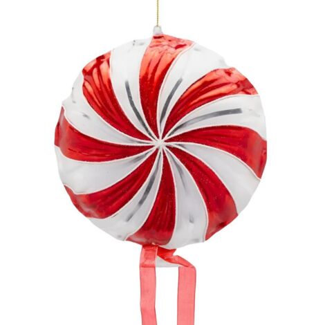 Decorazione Candy girella in vetro di D.17 cm per il natale -Verde