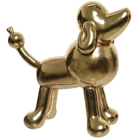 DECORAZIONE CANE 12X24X23CM CHAMPAGNE/ORO