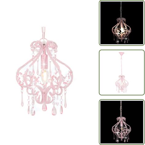 Decorazione casa - vidaXL Lampadario con Perle Rosa Rotondo E14 - Lampadario E14