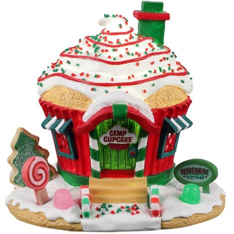 Decorazione "Cottage di menta" per Villaggio di Natale e presepe, in Resina da h 10 cm