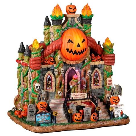 Decorazione "Crypt of the Lost Pumpkin Souls" per Villaggio di Natale e presepe, in Resina da h 17 cm