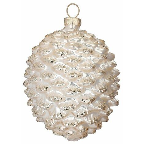 DECORAZIONE DA APPENDERE A FORMA DI PIGNA CHAMPAGNE 8CM