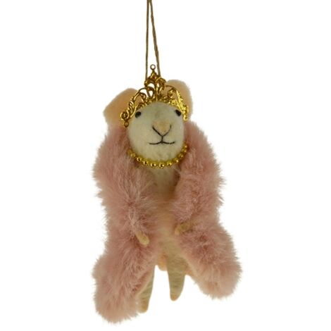 DECORAZIONE DA APPENDERE, MOUSE TATJANA IN POLIESTERE, 6X8X14CM, COLORE ROSA, NATALE, DECORAZIONI NATALIZIE