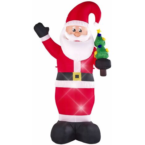 Decorazione da Esterno Natalizia Babbo Natale Gonfiabile con Luci LED 225 cm Rosso Ivalo