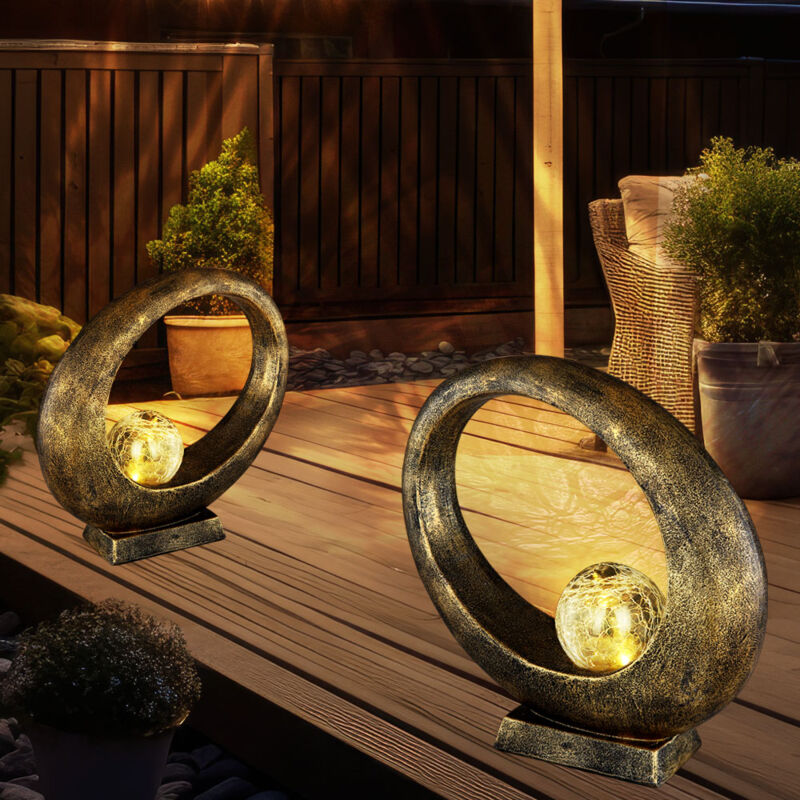 Image of Decorazione da giardino lampada solare per la decorazione di esterni tavolo da giardino luce solare per balcone, sfera di vetro a forma di anello