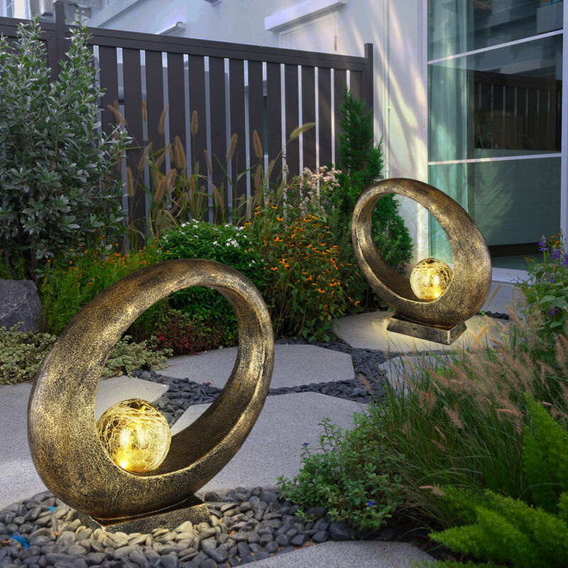 Image of Decorazione da giardino lampada solare per la decorazione di esterni tavolo da giardino luce solare per balcone, sfera di vetro a forma di anello