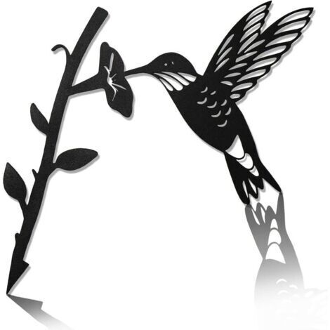 Decorazione da giardino per esterni a forma di colibrì in metallo, scultura da giardino a silhouette di colibrì, scultura per albero, decorazione paesaggistica per giardino, cortile, artigianato a tem
