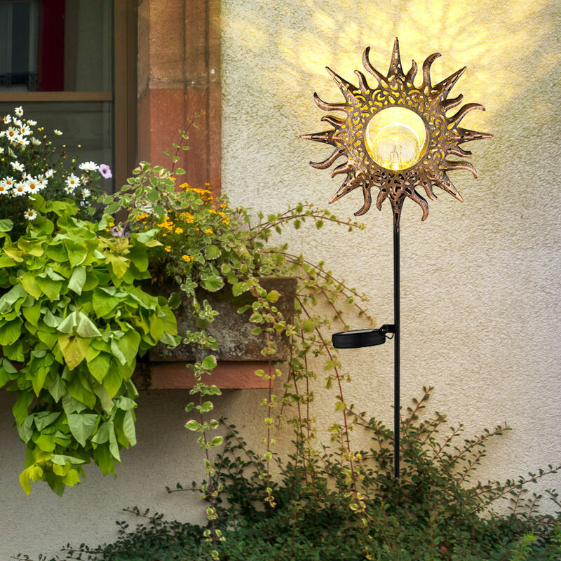 Image of Decorazione da giardino per lampade solari da esterno lampade solari per esterni lampada solare da giardino in piedi, sfera di vetro crepitio, color