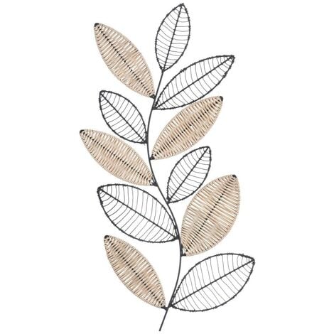 Decorazione da parete aurore in metallo e rattan 56x29cm nero - Atmosphera créateur d'intérieur