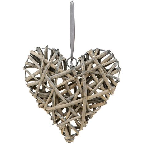 Decorazione da parete con cuore in vimini D20cm - Taupe - Atmosphera créateur d'intérieur