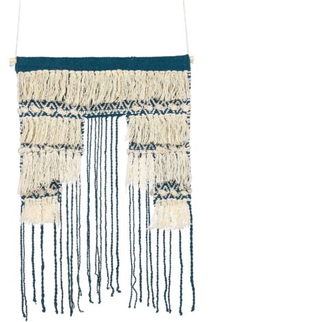 Decorazione da parete cotone blu scuro e beige chiaro 51 x 77 cm NADRA
