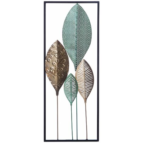 Decorazione da Parete Foglie in Metallo Multicolore Stile Moderno Platinum