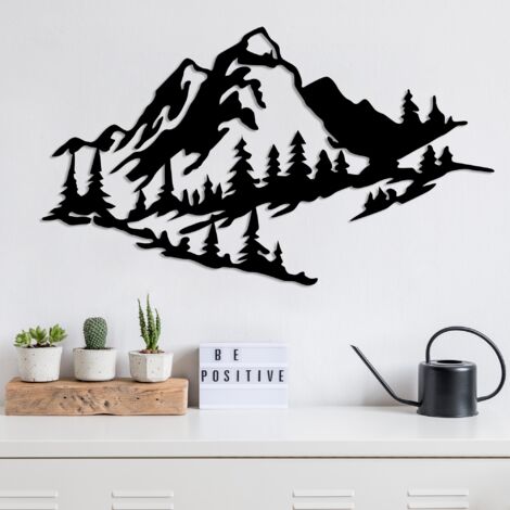 Decorazione da parete in metallo a forma di montagna, 40x70 cm, per ufficio a tema montano o soggiorno rustico