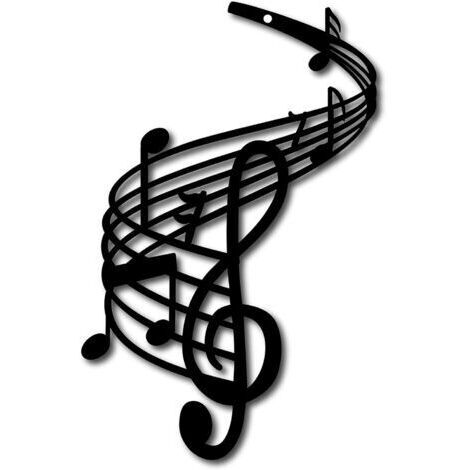 Decorazione da parete in metallo a forma di nota musicale 3D, chiave di violino, scultura nera da appendere per casa, soggiorno, cameretta, musica, danza, interni ed esterni, giardino, 7 x 11 pollici.