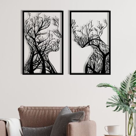 Decorazione da parete in metallo nero, design elegante, 86x63 cm, per soggiorno o camera da letto di lusso