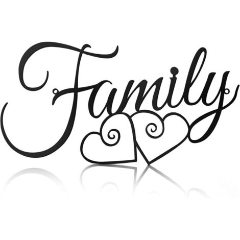 Decorazione da parete per la famiglia KZQ, decorazione da parete in metallo per la famiglia, cartello rustico in metallo nero, decorazione da parete sospesa per soggiorno e camera da letto