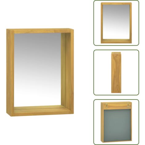 Decorazione da parete - vidaXL Mobile a Specchio 30x10x40 cm in Legno Massello di Teak - Mobile da bagno