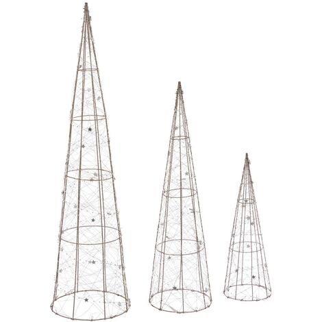 Decorazione di 3 alberi di natale a forma di cono h80 cm 90 led a batteria - Feeric lights & christmas