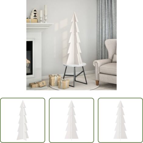 Decorazione di Natale -  Albero di Natale Decorativo Bianco 112 cm Legno Massello Pino