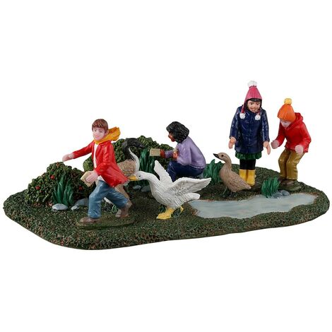 Decorazione "Duck Duck Goose" per Villaggio di Natale e presepe, in Resina da h 9 cm