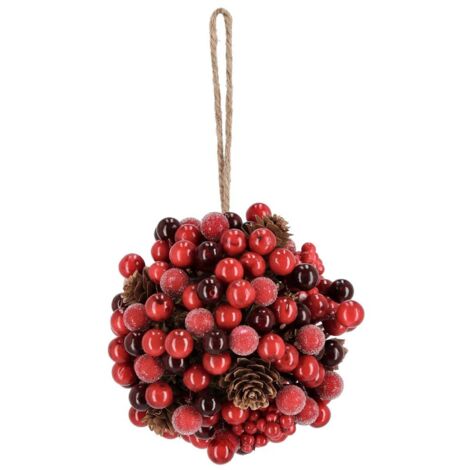 Decorazione "Elinor" con bacche rosse e pigne dietro porta da 12,5 cm