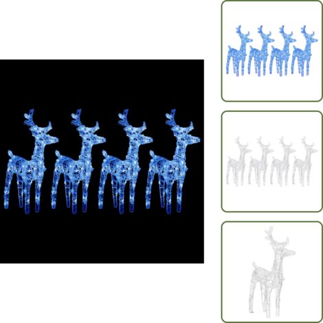 Decorazione esterna - vidaXL Renne di Natale 4 pz Blu 160 LED in Acrilico - Luci di Natale