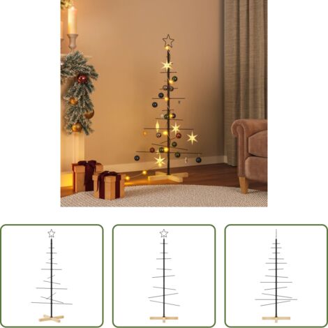 Decorazione fai da te -  Albero di Natale in Metallo con Base in Legno Nero 120 cm