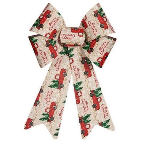 Decorazione festiva - Auto Rosso Beige - PVC - 15 x 25 cm - Interno