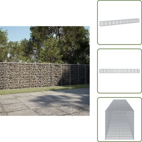 Decorazione giardino - vidaXL Cesto Gabbione con Copertura 1150x100x100 cm in Ferro Zincato - Muro in gabbione