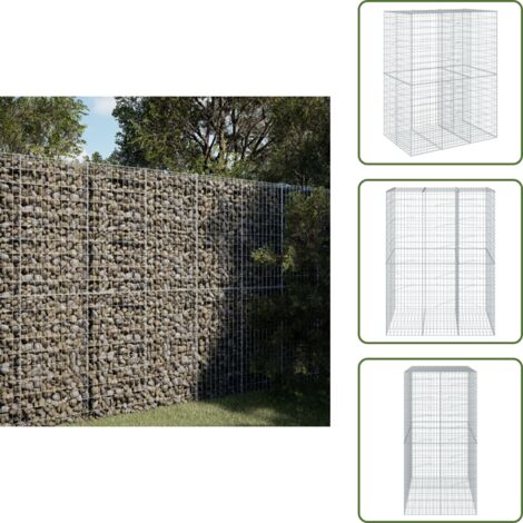 Decorazione giardino - vidaXL Cesto Gabbione con Copertura 150x100x200 cm in Ferro Zincato - Muro in gabbione