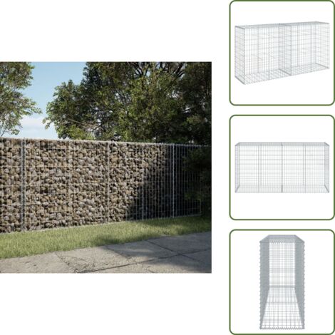 Decorazione giardino - vidaXL Cesto Gabbione con Copertura 200x50x100 cm in Ferro Zincato - Muro in gabbione