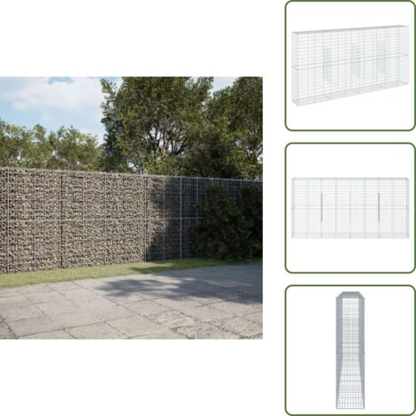 Decorazione giardino - vidaXL Cesto Gabbione con Copertura 400x50x200 cm in Ferro Zincato - Muro in gabbione