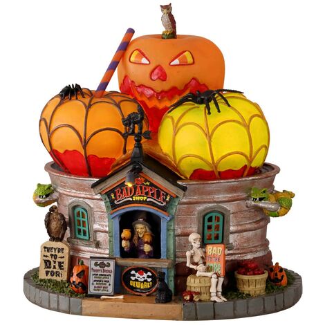 Decorazione "Il cattivo negozio di mele" per Villaggio di Natale e presepe, in Resina da h 13,7 cm