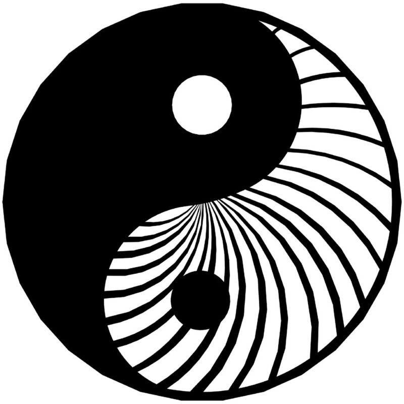 Décoration en Métal Yin Yang, Métal, Noir, 60x3x60 cm